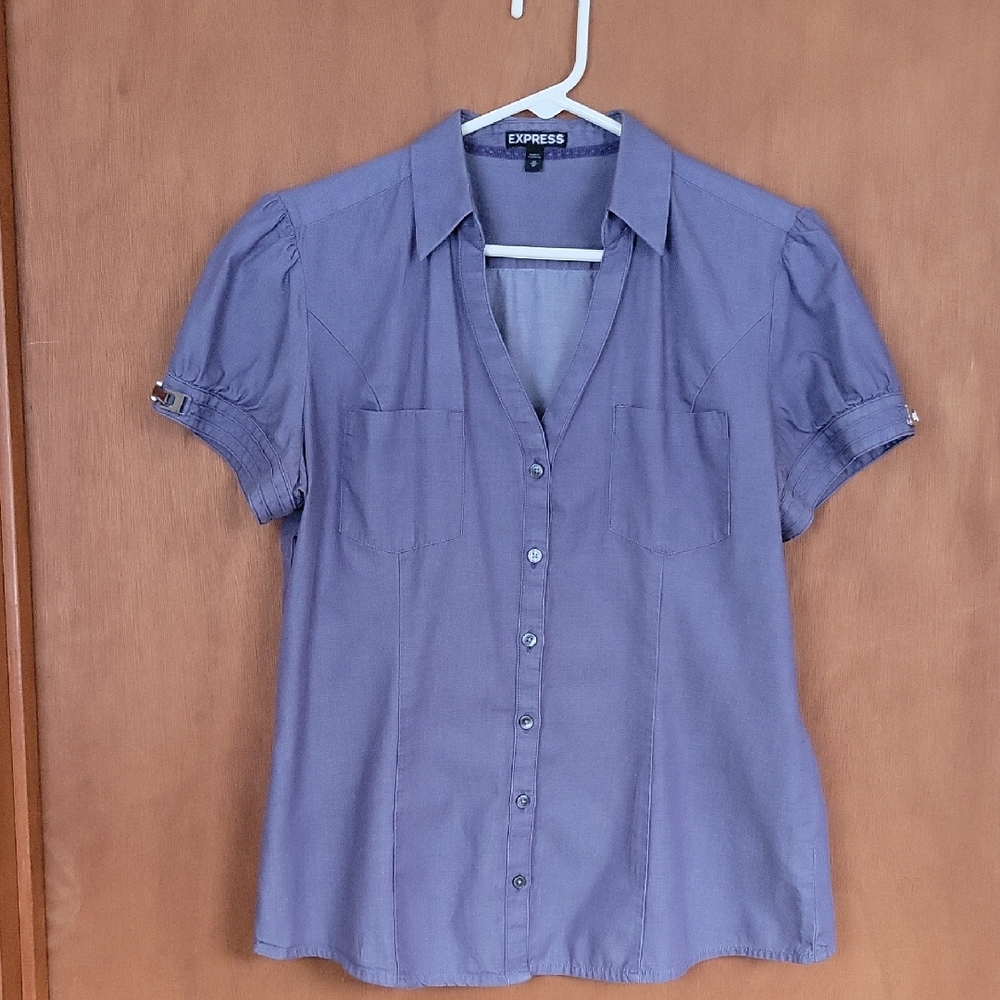Express Women's Purple Button-Up Top